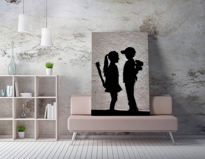 Wallity WY61 Banksy Lienzo Decorativo Enmarcado 50 x 70 cm Wallity WY61 Banksy Lienzo Decorativo Enmarcado 50 x 70 cm